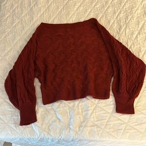 Red off the shoulder sweater